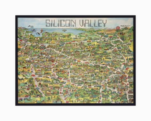 Silicon Valley Map - Reproduction Print Of Retro Computing Pictorial Map, Illustrative California, Apple Computer, Ibm, Intel Advert - image 1