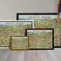 Silicon Valley Map - Reproduction Print Of Retro Computing Pictorial Map, Illustrative California, Apple Computer, Ibm, Intel Advert - thumbnail 2