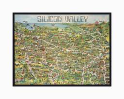 Silicon Valley Map - Reproduction Print Of Retro Computing Pictorial Map, Illustrative California, Apple Computer, Ibm, Intel Advert - thumbnail 1