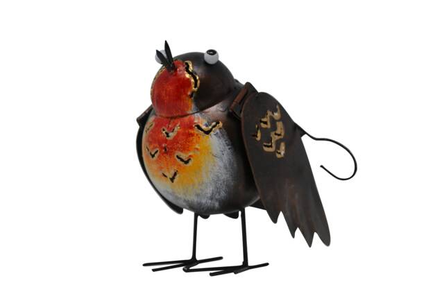 Metal Robin Tea Light Holder Garden Ornament Standing Candle Lantern Animal Hanging - image 1