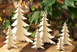 Trio Of Wooden Christmas Trees - Tree Wooden Nordic Natural Decoration - thumbnail 1