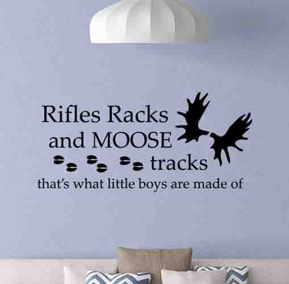 Rifles Racks & Moose Tracks Wall Decal Antlers Decor Poster Little Boys Deer Hunter Vinyl Sticker Gift Kids Art 1016 - image 1