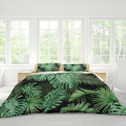 3D Palm Leaf Duvet Cover Set, Tropical Green Bedding - thumbnail 3