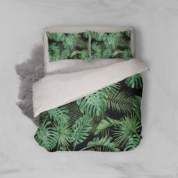 3D Palm Leaf Duvet Cover Set, Tropical Green Bedding - thumbnail 2