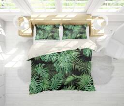 3D Palm Leaf Duvet Cover Set, Tropical Green Bedding - thumbnail 1