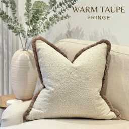 Cream Beige Boucle Cushion Cover - Custom Throw Pillow - Mushroom Boucle - thumbnail 2