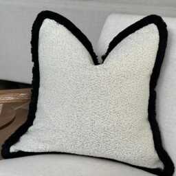 Cream Beige Boucle Cushion Cover - Custom Throw Pillow - Mushroom Boucle - thumbnail 4