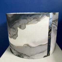 Grey Marble Lampshade Silver Gold Marbled Round Shade For Lamp, Pewter Charcoal & White Decor Gift - thumbnail 4