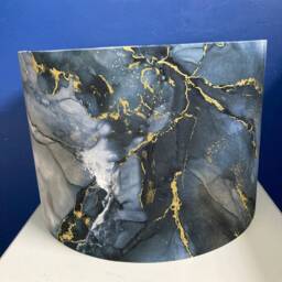 Grey Marble Lampshade Silver Gold Marbled Round Shade For Lamp, Pewter Charcoal & White Decor Gift - thumbnail 3