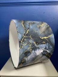Grey Marble Lampshade Silver Gold Marbled Round Shade For Lamp, Pewter Charcoal & White Decor Gift