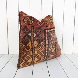 Vintage Turkish Kilim Pillow Cover Bohemian Decor - 16x16 - thumbnail 3