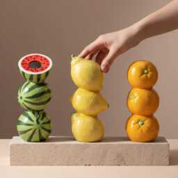 Modern Fruit Stacked Vase - Nordic Ceramic Table Centerpiece in Orange, Lemon Or Watermelon - thumbnail 2