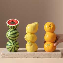 Modern Fruit Stacked Vase - Nordic Ceramic Table Centerpiece in Orange, Lemon Or Watermelon - thumbnail 3