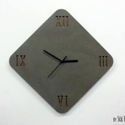 Concrete & Wood Rhombus Wall Clock - Modern/Latin Numbers - thumbnail 2