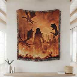 Throne Of Glass Woven Blanket, Dragons Fantasy Bookish Book Lover Gift