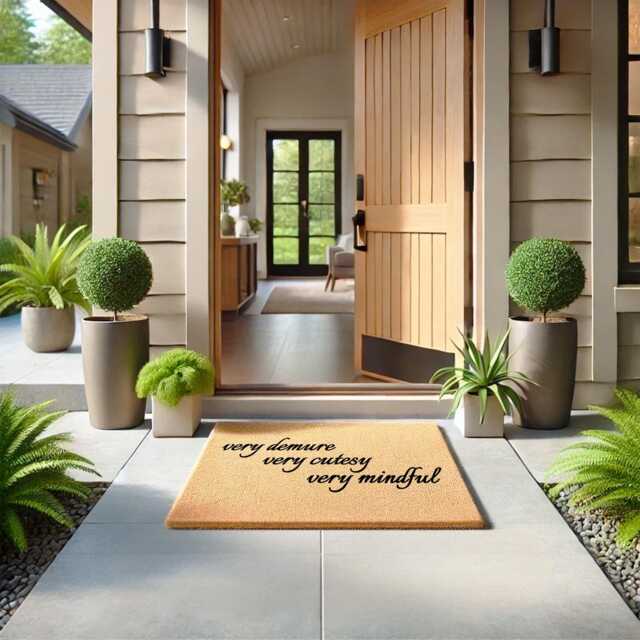 Demure Cutesy Welcome Doormat For Cozy Homes, Entry Rug, Cute Home Decor, Perfect Housewarming Gift - Gifts Her - image 1
