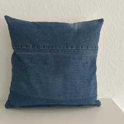 Decorative Cushion Cover Motif Bus Tapestry Peace Flowers Camping Freedom Upcycled Denim & Fabric Holidays Surfing - thumbnail 4