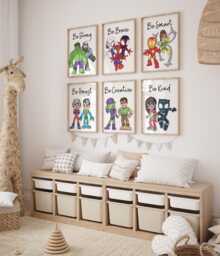 Superhero Affirmation Art Prints - Set Of 6, Kids Room Decor - Digital Download - thumbnail 1