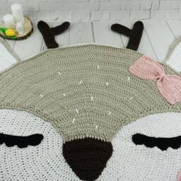 Crochet Deer Rug Cotton Woodland Nursery Decor - thumbnail 3