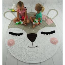 Crochet Deer Rug Cotton Woodland Nursery Decor - thumbnail 1