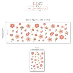 Boho Flower Wall Stickers, Pink Nursery Decals, Floral Kids Room Decor, Peel & Stick Flowers, Girls Bedroom Stickers - thumbnail 2