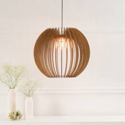 Handmade Wooden Pendant Light Mid-Century Modern Scandinavian Lighting - thumbnail 3