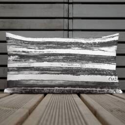 Abstract Black & White Throw Pillow Linen-Feel Accent Pillow - thumbnail 3
