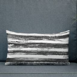 Abstract Black & White Throw Pillow Linen-Feel Accent Pillow - thumbnail 2
