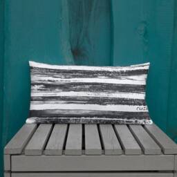 Abstract Black & White Throw Pillow Linen-Feel Accent Pillow