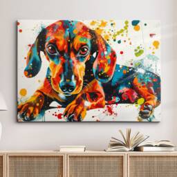 Dachshund Dog Abstract Painting Framed Poster Print & Canvas Wall Decor Art Bedroom Home Living Room Pet Lovers Gift Idea - thumbnail 1