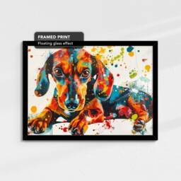 Dachshund Dog Abstract Painting Framed Poster Print & Canvas Wall Decor Art Bedroom Home Living Room Pet Lovers Gift Idea - thumbnail 2