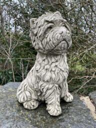 West Highland Terrier Dog Stone Statue - Westie Outdoor Garden Ornament Puppy - thumbnail 1
