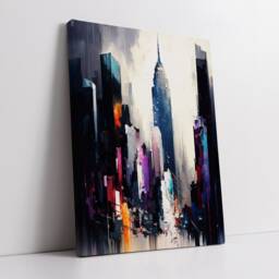 New York Skyline Times Square Abstract Modern Painting America Colorful Wall Art, Framed Canvas Poster Print, Home/Office Room Decor, Gifts - thumbnail 2