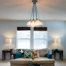 Ceiling Chandelier - 9 Pendant Light Cluster Bubble Globe Custom Colors Unique Chandeliers - thumbnail 2