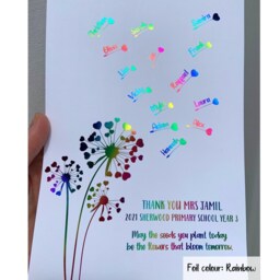 Teacher Gift - Foiled Print Dandelion Class Leaving Of 2021 Teacher Thank You Rainbow Personalised - thumbnail 2