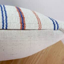 Vintage Hmong Pillow Handwoven Hemp, Striped Indigo Textile - 12x20 - thumbnail 3