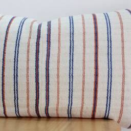 Vintage Hmong Pillow Handwoven Hemp, Striped Indigo Textile - 12x20 - thumbnail 2