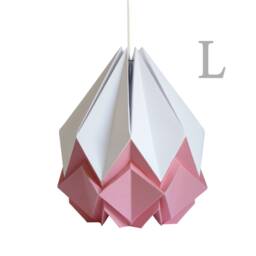 Large Origami Lampshade in White & Pink Paper - End Of Collection - thumbnail 3