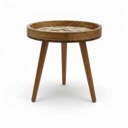 Handmade Blue Birds Side Table, Hummingbirds Artisan Antique End Table - thumbnail 3
