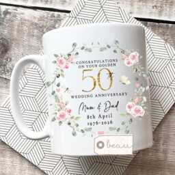 Personalised Golden Gold Wedding Anniversary Cushion Anniversary Gift 50Th 50 Cushion Ruby Emerald Silver - thumbnail 2