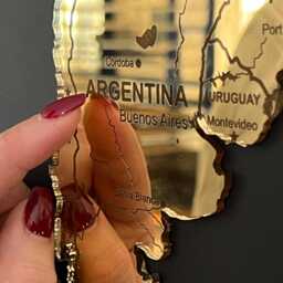 High Detail 3D Gold World Map Travel Wall Art Map, Feature Centrepiece, S-xxl Sizes, 3 Panel Art, Anniversary Gift - thumbnail 2