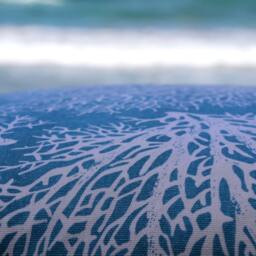 Coral Pillow Cover, Coastal Beach House Decor, Pale Blue Cotton - thumbnail 2