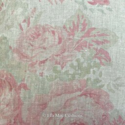 Cabbages & Roses Mary Vintage Designer Linen Fabric Pale Pink Sage Green Cushion Pillow Cover - thumbnail 3