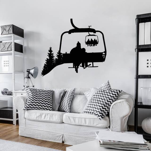Ski Lift Chair Wall Decal Winter Sports Decor C130 - image 1