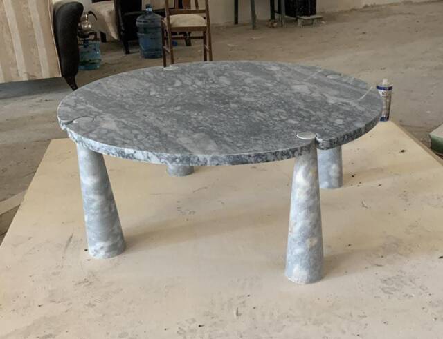 Silver Grey Marble Dining Table Custom Round Table - image 1