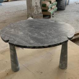 Silver Grey Marble Dining Table Custom Round Table - thumbnail 4