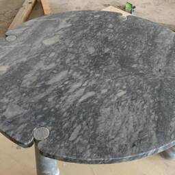 Silver Grey Marble Dining Table Custom Round Table - thumbnail 2