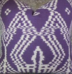 F. Schumacher, Designer Pillow Cover, Asaka Ikat Violet - thumbnail 1