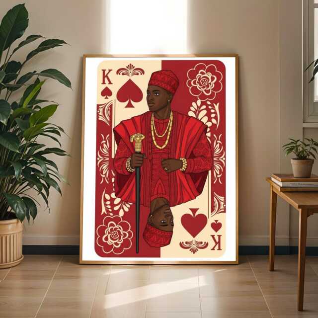 King Of Clubs Art Print Red, Gold, & Black Afrocentric Decor - Poster Only - image 1