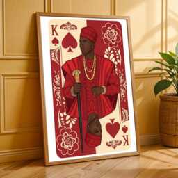 King Of Clubs Art Print Red, Gold, & Black Afrocentric Decor - Poster Only - thumbnail 2